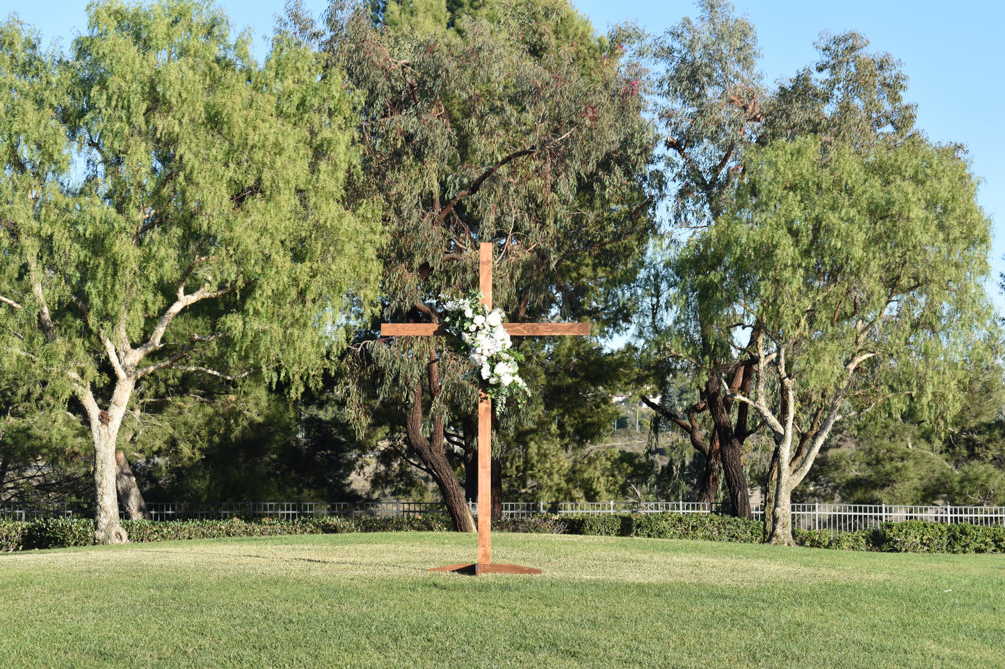 Wedding cross with artificial wedding flowers
